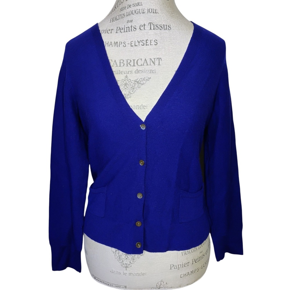 Eileen Fisher Merino Wool Button Down Cardigan Womens Large‎ Dark Purple Classic